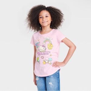 Hello Kitty Pink Short Sleeve Tee with Cartoon Graphic
